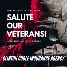 ???????? Veterans Day – November 11th ????????

Today, we honor and salute the brave men and women who have served and sacrificed for our country. Thank you for your service, your courage, and your dedication. We are forever grateful.

At Clinton Coble Insurance Agency, we proudly stand with our veterans and honor their contributions to our freedom. ????