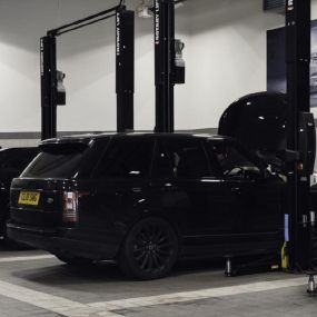 Range Rover and Jaguar F-PACE Inside Stratstone Land Rover Newport Workshop