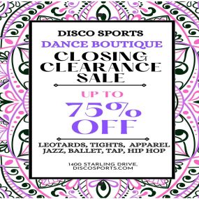 We are lowering the curtain on the Disco Sports Dance Boutique. Thank you to all of the dancers and family who shopped with us for 23 years. Now… come get some deals!