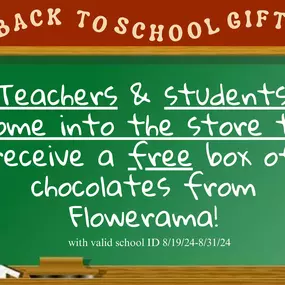 Welcome back students and teachers!  We have a free gift for you!  Come in today through 08/31 and claim yours!  No purchase necessary!