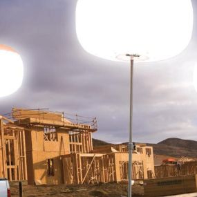 Construction lighting and light towers in Signal Hill, California.