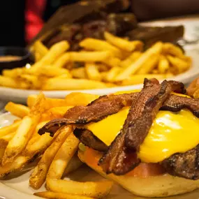 Delicious hamburgers and french fries