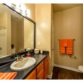 Spacious Bathroom with Relaxing Garden Tub at Legacy Farm Apartments