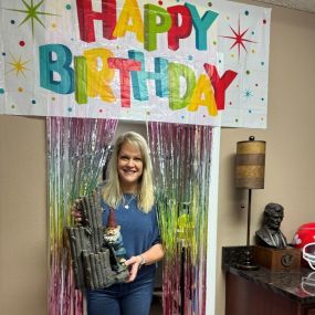 Feeling incredibly grateful for my amazing team who took time to celebrate my birthday! Their thoughtfulness truly makes every day at work special! They know how much I love Gomes and got me this cute fountain for my landscaping ????