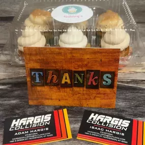 Big thank you to Hargis Collision for the sweet treats from Nutmeg’s today!???? Nothing beats a midday sugar kick with some of the yummiest cupcakes around ????

Hargis Collision is locally owned and operated in Henderson KY and has a new location at 1480 S Green St - be sure to check them out!