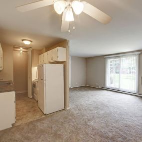 Kitchen, Dining, and Living Room Space