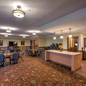 Our community has many amenities and services including inviting community rooms, a theater, outdoor spaces featuring patios and paved walking paths, underground parking and storage as well as a salon offering traditional services.