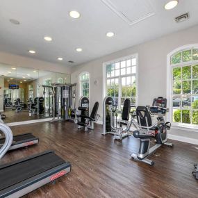 Convenient Fitness Center with Aerobic Room & Weight Training Equipment at Legends at Charleston Park Apartments