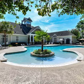 Pool with Lounge Chairs with Poolside Internet Access at Legends at Charleston Park Apartments