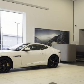 Jaguar inside the Cardiff dealership