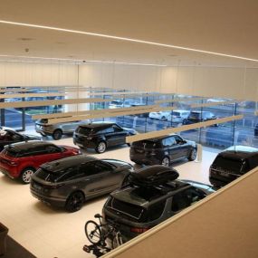Cars inside the Jaguar Cardiff dealership