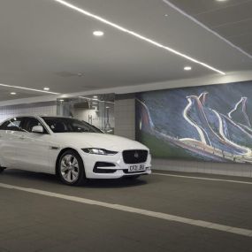 Jaguar parked outside the Cardiff dealership