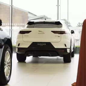 Jaguar SUV inside the Cardiff showroom