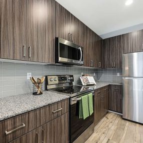 Modern kitchen with  stainless steel appliances