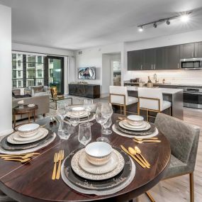 Designated dining area off the kitchen. Feeling creative? Use this space as your home office at Camden Central Apartments in St. Petersburg, FL.