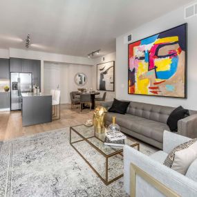 Open kitchen with moveable kitchen island gives you the flexibility to change the layout of your apartment home at Camden Central Apartments in St. Petersburg, FL.