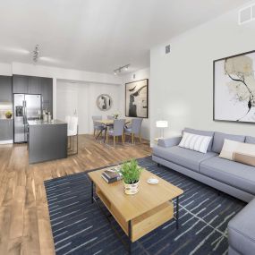 Open kitchen with moveable kitchen island gives you the flexibility to change the layout of your apartment home at Camden Central Apartments in St. Petersburg, FL.