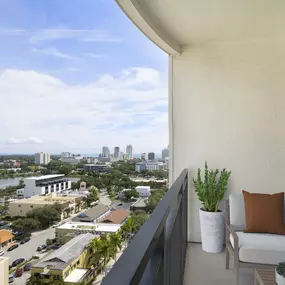 Private balcony in a Camden Central high-rise apartment home in St. Petersburg, FL