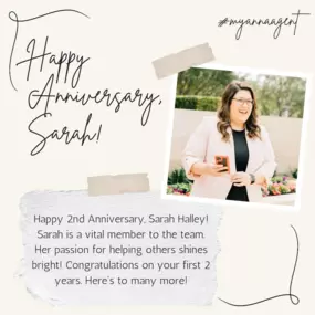 We have an anniversary!! Help us congratulate Sarah Halley on her 2nd agency anniversary! Sarah is one of our best. Known as our 