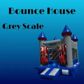 Quintero Party Rental-  bounce house grey scale