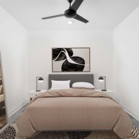 Townhome secondary bedroom with ceiling fan
