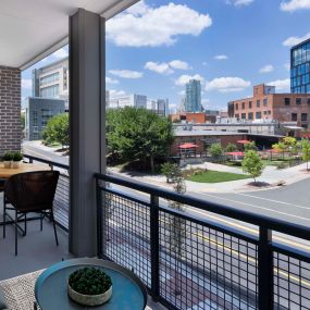 Apartment Balcony with Downtown Durham view at Camden Durham apartments in Durham, NC