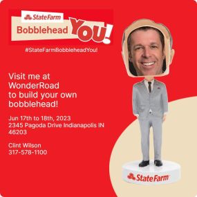 Check out our State Farm experience at WonderRoad! You’ll get a chance to make your own customized bobblehead and chat with me about what makes State Farm a good neighbor. I’ll be there Saturday from 7 to 9PM. See you then!