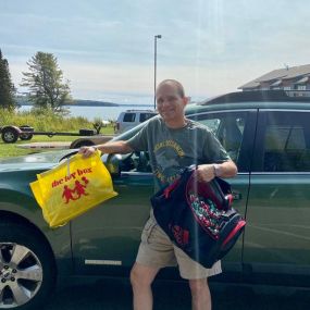 Toy Box Hero! If you look closely in that bag what do you see???????? 
Christmas ???? ribbons! Jay works tirelessly all summer long making our curly ribbons! This year they went on a ???? trip through MA, NY, ONT, MI, WI, and Minnesota! What amazing dedication! Thanks Jay!!!!!