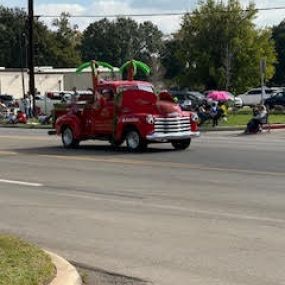 We decked our little red truck and paraded it all around Tomball!