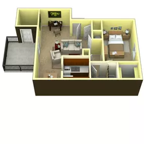 Cozy and efficient, this one-bedroom layout at Abney Lake Apartments offers a comfortable living space