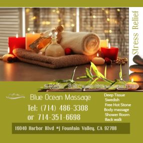 Whether it’s stress, physical recovery, or a long day at work, Blue Ocean Massage has helped many clients relax in the comfort of our quiet & comfortable rooms with calming music.