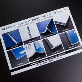 Our professional binding options can help improve the look of your printed projects.