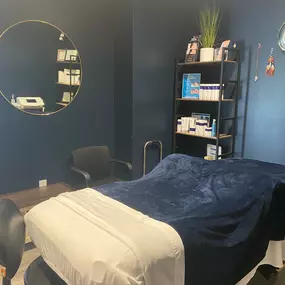 Our esthetician's room. This is where she does hydrafacials, cryoskin facials, and oxygen facials. She also does body treatments for the hydrafacial and cryoskin slimming and toning.