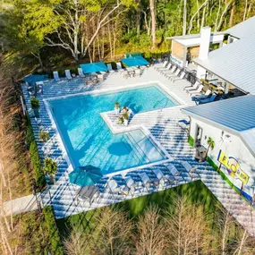 Aerial Photo of Pool and sundeck  The Beck at Hidden River