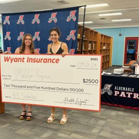 Congratulations to Albemarle High School student athelete scholarship winner, Madelyn Gypson! Madelyn is a tri-sport athlete participating in indoor and outdoor track as well as cross country! We here at Wyant Insurance wish you luck in your future endeavors at William and Mary!
