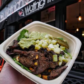 Underworld: Grilled Steak with granny smith apples, pickles, toasted cashew nuts, goat cheese and white sesame sauce