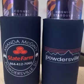 Powdersville + Amanda McGinty State Farm Slim Can Koozies are here and we L O V E them! 
Comment below if you want one of these just in time for those (almost) summer nights????☀️