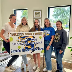 Thank you to the ladies of the Sulphur High tennis team for visiting today to show their gratitude for our sponsorship this season????????