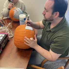 Pumpkin decorating at the office! 
#pumpkinart #pumpkinpainting #insurance