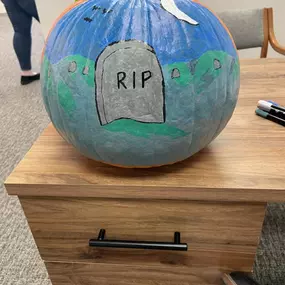 Pumpkin decorating at the office! 
#pumpkinart #pumpkinpainting #insurance