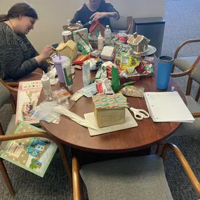 Gingerbread house decorating at the office!