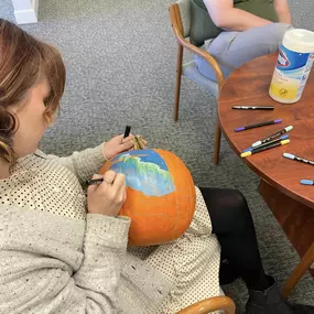 Pumpkin decorating at the office! 
#pumpkinart #pumpkinpainting #insurance