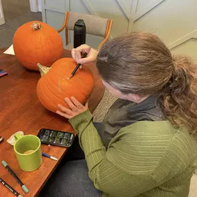 Pumpkin decorating at the office! 
#pumpkinart #pumpkinpainting #insurance