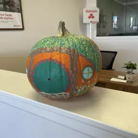 Pumpkin decorating at the office! 
#pumpkinart #pumpkinpainting #insurance