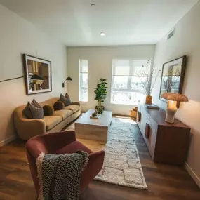 Living room at Fedora x Trilby Apartments in Los Angeles, CA 90005