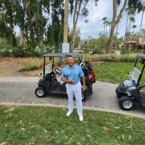 Out here enjoying the greens and the breeze! Who's ready to hit some holes?