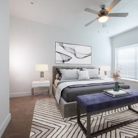 Luxurious bedroom design at Rise Lakeview Apartments