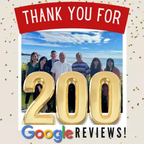 Thank you to our amazing customers for 200 Google Reviews!