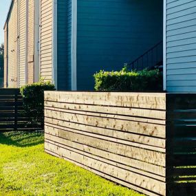 Newly constructed fenced in backyards on the first floor.