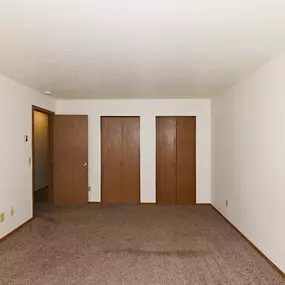 Empty bedroom at Jacobs Square Apartments, St. Cloud, 56303
